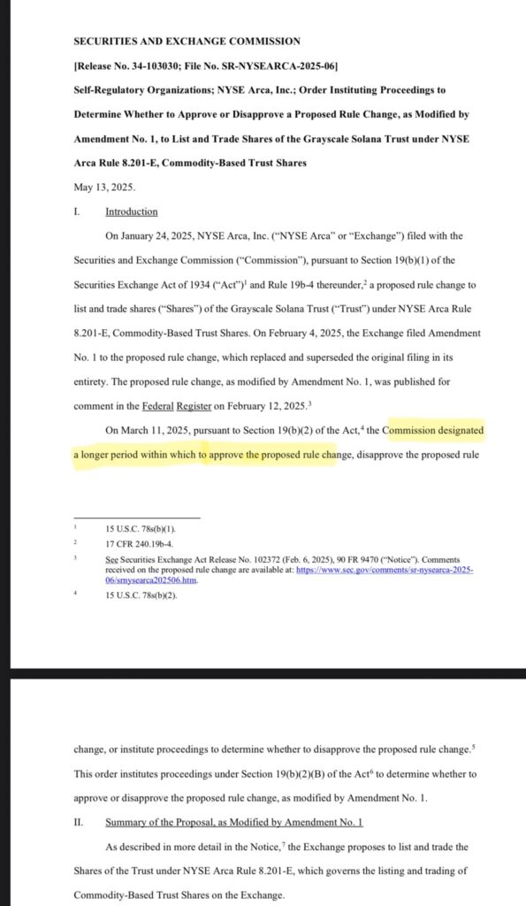 SEC's Solana ETF announcement